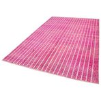 195x308 cm Geometrik Halı Pembe Geometrik Yün El Dokuma Modern Geometrik Etnik Eskitme Desenli Boho Oturma Odası Salon Yolluk Koridor Mutfak Halısı