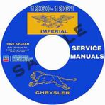 1960 1961 CHRYSLER and IMPERIAL REPAIR SHOP SERVICE MANUAL and BODY MANUAL CD Windsor, Saratoga, New Yorker, Newport, Imperial (Custom, Crown, & LeBaron