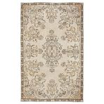 196x315 cm Atina Bej Vintage Yün El Dokuma Modern Geometrik Etnik Eskitme Desenli Boho Oturma Odası Salon Yolluk Koridor Mutfak Halısı