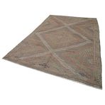 196x319 cm Geometrik Kilim Kırmızı Geometrik Yün El Dokuma Modern Geometrik Etnik Eskitme Desenli Boho Oturma Odası Salon Yolluk Koridor Mutfak Halısı