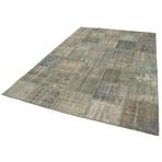 197x298 cm Kırk Yama Yeşil Yama Pamuklu Yün El Dokuma Modern Geometrik Etnik Eskitme Desenli Boho Oturma Odası Salon Yolluk Koridor Mutfak Halısı