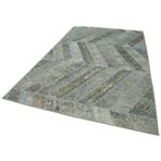 197x321 cm Kırk Yama Gri Yama Pamuklu Yün El Dokuma Modern Geometrik Etnik Eskitme Desenli Boho Oturma Odası Salon Yolluk Koridor Mutfak Halısı