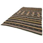 197x345 cm Çizgili Kilim Kahverengi Çizgili Yün El Dokuma Modern Geometrik Etnik Eskitme Desenli Boho Oturma Odası Salon Yolluk Koridor Mutfak Halısı