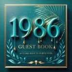 1986 Guest Book – Turquoise and Gold Dripping Birthday Keepsake for 40th Celebration