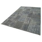 198x300 cm Kırk Yama Gri Yama Pamuklu Yün El Dokuma Modern Geometrik Etnik Eskitme Desenli Boho Oturma Odası Salon Yolluk Koridor Mutfak Halısı