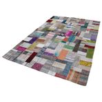 198x302 cm Kırk Yama Çok Parçalı Pamuklu Yün El Dokuma Modern Geometrik Etnik Eskitme Desenli Boho Oturma Odası Salon Yolluk Koridor Mutfak Halısı