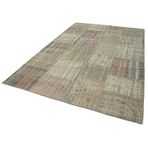 198x302 cm Kırk Yama Gri Yama Pamuklu Yün El Dokuma Modern Geometrik Etnik Eskitme Desenli Boho Oturma Odası Salon Yolluk Koridor Mutfak Halısı