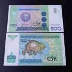 1997 Özbekistan 200 som çil eski yabancı kağıt para