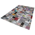199x302 cm Kırk Yama Gri Yama Pamuklu Yün El Dokuma Modern Geometrik Etnik Eskitme Desenli Boho Oturma Odası Salon Yolluk Koridor Mutfak Halısı