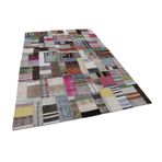 199x303 cm Kırk Yama Gri Yama Pamuklu Yün El Dokuma Modern Geometrik Etnik Eskitme Desenli Boho Oturma Odası Salon Yolluk Koridor Mutfak Halısı