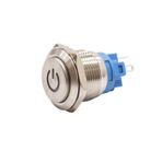 19A-G1-C 19Mm Çıkık Yaylı Işıklı Power Metal Buton - Mavi