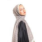 19V69 ITALIA Bej Krem Şal Geometrik Desen Pavia Seri Eşarp Askısı Ve Hediyelik Seti Ile Birlikte 75x200 Cm