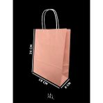 19X8X24 cm Burgu Saplı Pembe Kraft Çanta, Kağıt Poşet Çanta 5 Adet