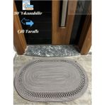 1AMSTERDAM Serisi Jüt, Desenli Kapı Önü, Paspas, Banyo Paspası, Balkon Paspası / Hediyelik, Ev Eşyası - Gri - 60 x 100 cm