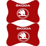 1Araba 1Ev 2'li Set Skoda Araçlarla Uyumlu Ortopedik Oto Boyun Yastığı - Kırmızı