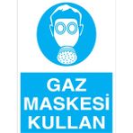 1Beyaz Reklam Gaz Maskesi Kullan Uyarı Tabelası - 20x30 Alüminyum Kompozit Panel - TGM6