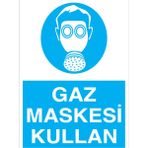 1Beyaz Reklam Gaz Maskesi Kullan Uyarı Tabelası - 50x70 Alüminyum Kompozit Panel - TGM6
