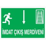 1Beyaz Reklam İmdat Çıkış Merdiveni Uyarı Tabelası - 20x30 Alüminyum Kompozit Panel - AÇ3