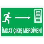 1Beyaz Reklam İmdat Çıkış Merdiveni Uyarı Tabelası - 50x70 Alüminyum Kompozit Panel - AÇ6