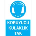 1Beyaz Reklam Koruyucu Kulaklık Tak Uyarı Tabelası - 20x30 Foreks - KK14