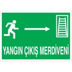 1Beyaz Reklam Yangın Çıkış Merdiveni Uyarı Tabelası - 20x30 Alüminyum Kompozit Panel - AÇ5