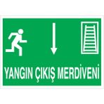 1Beyaz Reklam Yangın Çıkış Merdiveni Uyarı Tabelası - 70x100 Alüminyum Kompozit Panel - AÇ1