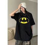 1blood Batman Symbol Detay Siyah Oversize Unisex T-Shirt
