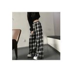 1blood Harajuku siyah ve beyaz ekose pantolon yaz rahat geniş bacak kore moda gevşek düz EŞOFMAN Y2k alt