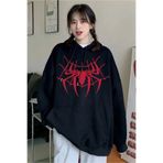 1blood Siyah Kapüşonlu Spiderman Ağ Şardonlu Sweatshirt