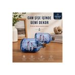 1DepoBu Mini Cam Şişe İçinde Gemi Dekoratif Obje – El Yapımı Marin Tasarım Biblo