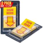 1InTheOffice Buraya İşaret Çıkartmaları, Arrow Sign Here Bayraklar 2,54 cm x 1 3/4 inç, Sarı/Kırmızı, 2/Paket