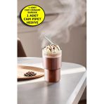 1'Li Origami Cam Model Borosilikat Soğuk Kahve Kokteyl Meşrubat Bardak 300 Ml-1'Li Cam Pipet Hediye
