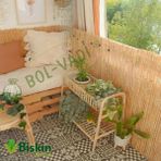 1metre Yükseklik x 5 Metre Genişlik Bambu Kamış Hasır Çit Misinali Doğal Dekoratif Bahçe Balkon ve Duvar Çiti Reed Fence