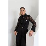 1Moda1Tarz Kadın İthal Kumaş İç Bluz Üst Dantel Aksesuarlı Ceket Alt Düğme Detay Pantolon Astarlı Tasarım Takım
