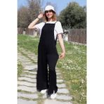 1Tarz Günlük Askılı Bol Kesim Yazlık Kadın Tulum - Siyah - 2XL