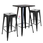 2-4 kişilik endüstriyel yüksek bar masası, siyah metal ayaklar, sert çelik çerçeve, MDF ahşap üst, 60 x 60 x 110 cm, Modern pub yemek mobilyaları, mutfak ve yemek odası için mükemmel