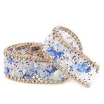 2.5cm Yapay Elmas Şerit Trim, Yapay Elmas Zincir, Diy Elmas Örgü Sarma 2.5cm Diy Elmas Örgü Sarma Rulo Kristal Rhinestones Zincir Trim Şerit Dekorasyon (Safir mavisi taş + altın