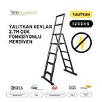2.7m Kevlar Yalıtkan/yüksek Gerilime Dayanıklı Çok Fonksiyonlu Merdiven 20ackv- Telescopics 125eks Siyah