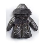 2-9 Yaş Uzun Fermuar Cepli Kapitone Kumaş Kapüşonlu Kışlık İçi Peluş Kız Bebek Çocuk Mont Şişme Füme 2 YAŞ