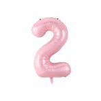 2 Açık Pembe Renk Rakam Folyo Balon 80 cm
