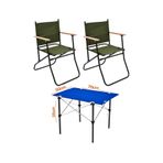 2 Adet 120 Kg Kapasiteli Katlanır Kamp Sandalyesi Ve 50x70 Kamp Masası Seti-2-as-5070-m Çok Renkli