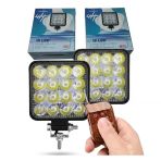 2 Adet 16 Led Kare Off-Road Sis Farı Ve Çalışma Lambası - Uzaktan Kumandalı Çakar Modlu Su Geçirmez