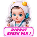2 Adet 17x20 Cm Dikkat Bebek Var V3 Sticker Laptop Kask Araba Motor Sticker
