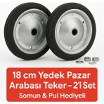 2 Adet 18 cm Metal Gövde Pazar Arabası Tekerleği Süper Sağlam Araba Tekeri Somun&pul Hediyeli