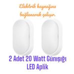 2 Adet 20 Watt GÜNIŞIĞI Ledli Nemli Alan, Dış Mekan, Bahçe, Banyo, Teras, Balkon, Kamelya Apliği