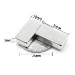 2 Adet 20X10x5 Mm Neodyum Magnet N35 Güçlü Mıknatıs Köşeli Dayanıklı Nikel Kaplama