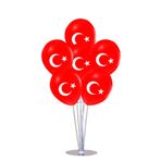 2 Adet 23 Nisan 7'li Balon Süsleme Standı Ve Türk Bayrağı Baskılı Balon