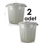 2 Adet 25 Litre Yuvarlak Kapaklı Büyük Çöp Kovası Sağlam Plastik Çöp Kutusu Ø35 h:40 Su Erzak Kovası