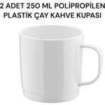 2 Adet 250 ml Beyaz Polipropilen Plastik Çay-Kahve Kupası