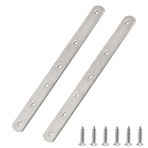 (2 adet) 250x25x4mm paslanmaz çelik parantez braketleri tamir plakası düz düz montaj braketleri köşe Brace marangozlar paslanmaz çelik kendinden kılavuzlu vidalar ahşap mobilya için